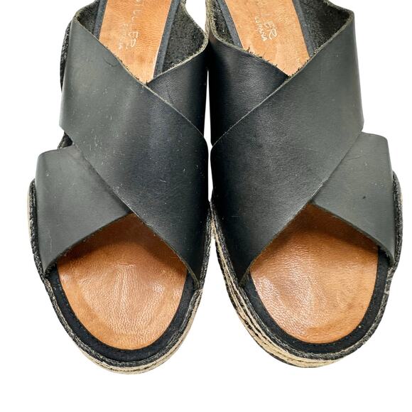 Casteller Espana | Women | Leather Cross Strap Espadrille Heeled Slides | 10.5 - Picture 7 of 13